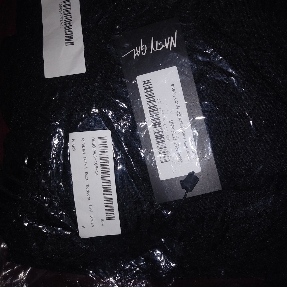 Black Ribbed Twist Back Bodycon Mini Dress - Picture 4 of 4
